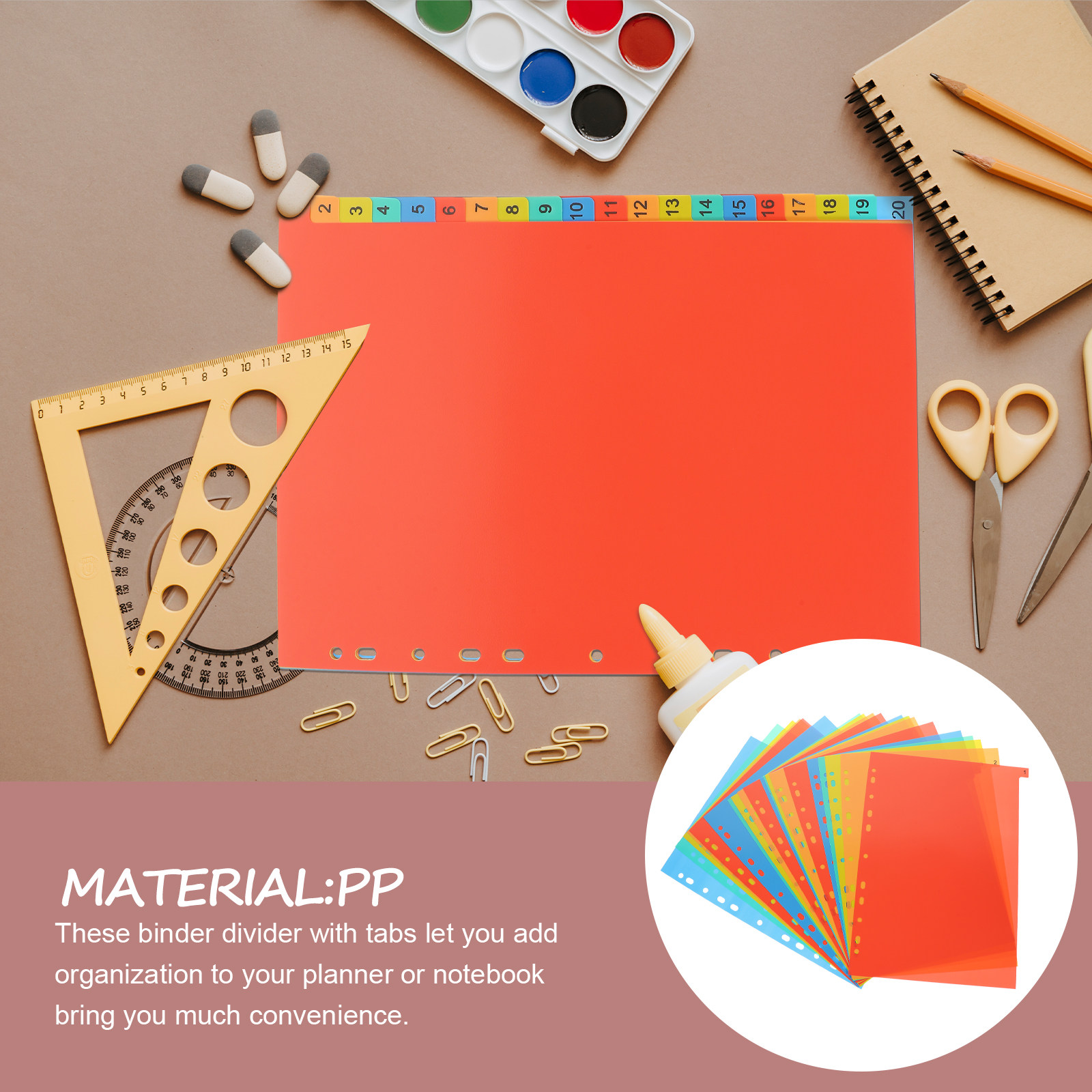 Tab Divider A4 - 20 Fogli Divisori in Plastica A4