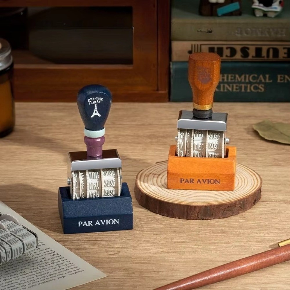 Rubber Date Stamp - Rullo in legno retrò con data,